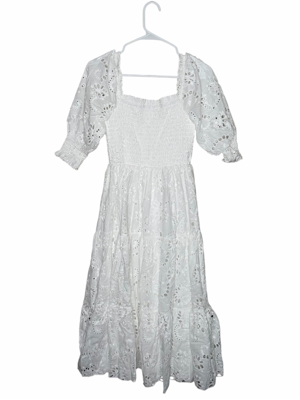 NWT Baltic Born Ella Eyelet Midi Dress Size Small in White Smocked Floral - Picture 3 of 10